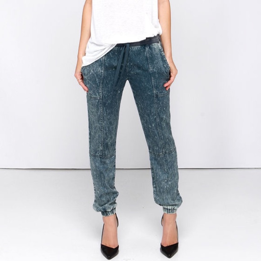 RVCA Roundhouse Slate Blue Acid Wash Jogger Pants